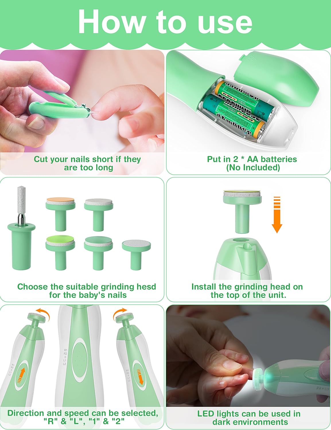 OTTOLIVES Baby Healthcare and Grooming Kit, 24 in 1 Baby Electric Nail Trimmer Set Newborn Nursery Health Care Set for Newborn Infant Toddlers Baby Boys Girls Kids Haircut Tools (0-3 Years+) (Pink) - Image 5